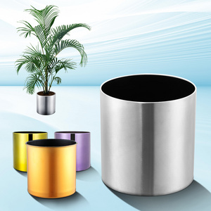 Deluxe stainless steel Italian garden outdoor  with wheel gold flower planter pot