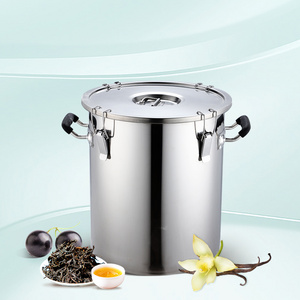 Commercial kitchen large 60L airtight stainless steel container barrel pot with seal lid