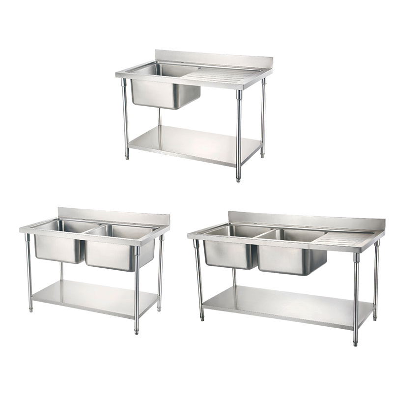 Best quality stainless steel commercial fish cleaning kitchen with sink work table