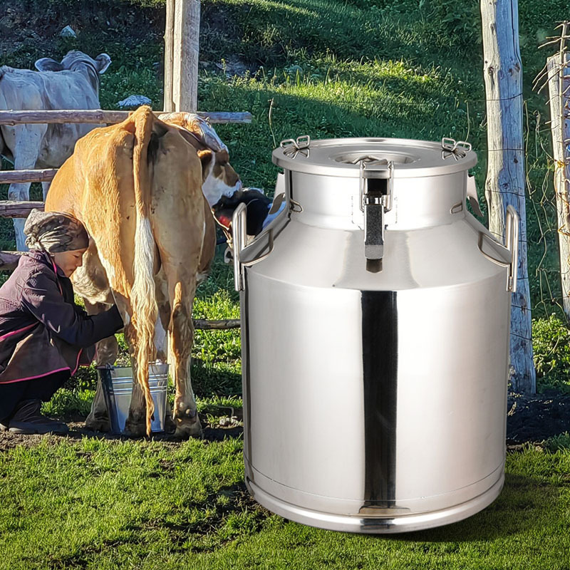 Stainless Steel Milk Can Wine Pail Bucket Water Jug oil Liquid Storage Pail with Lid Commercial Fermentation Barrel