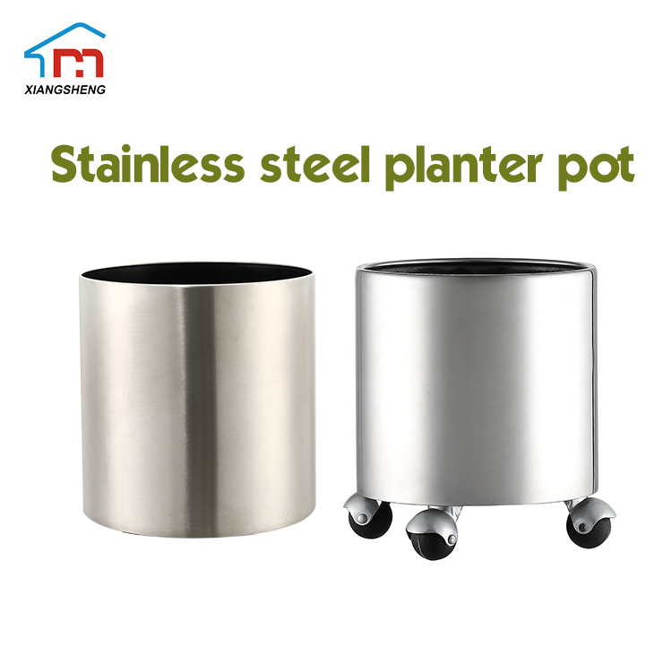 Deluxe stainless steel Italian garden outdoor  with wheel gold flower planter pot