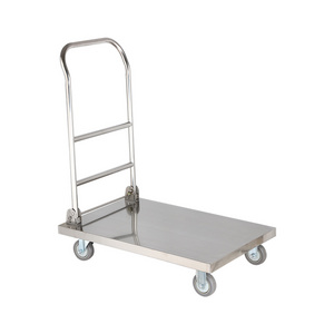 Multifunction Stainless Steel 150kg Heavy Duty Foldable Hand Push Platform Cart Trolley For industrial warehouse utility