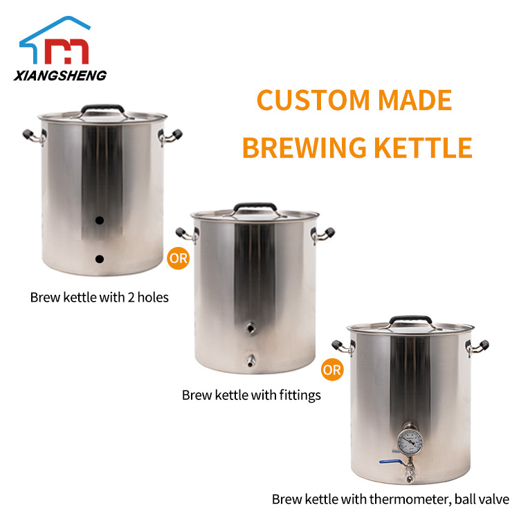 High Quality 304 Stainless Steel 150L 200L Brewery Equipment with hole of chiller connector and airlock brewing kettle