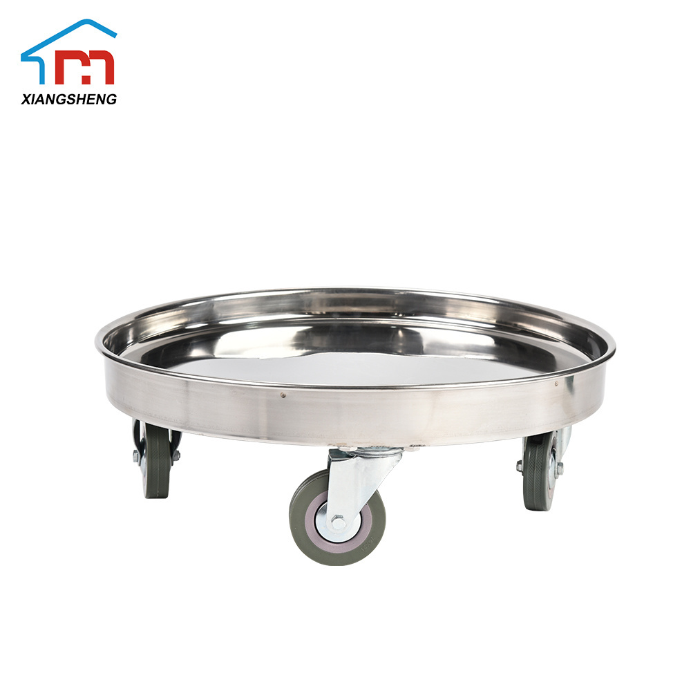 Stainless Steel round platform Barrel Drum Dolly Cart With 4 Swivel Caster Wheels