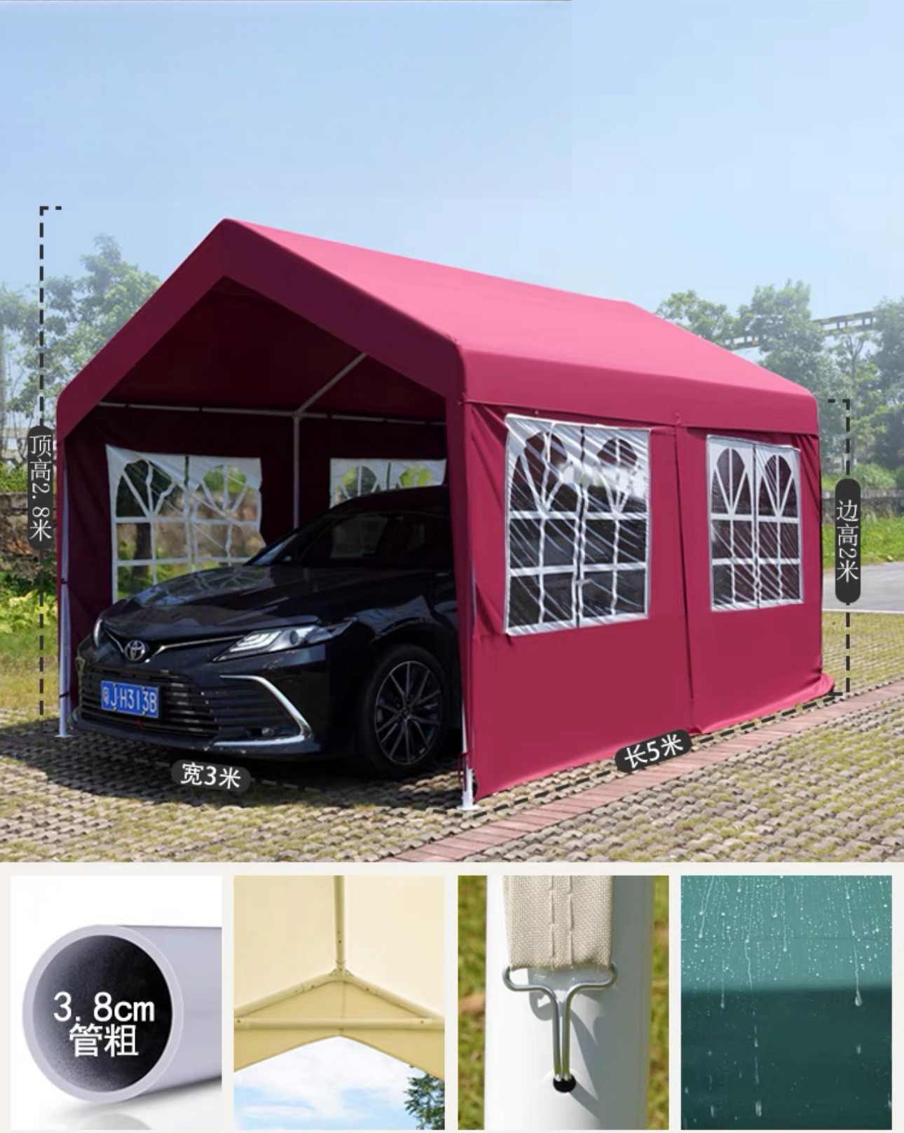 Carpas De Toldo Azul 3x5 3*6m Plegable Exterior Impermeable Reforzado