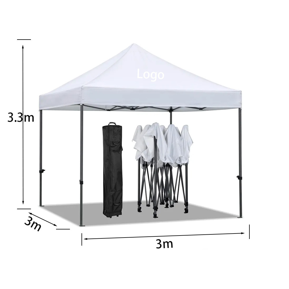 Custom Logo Printed 10x10ft Waterproof Folding Gazebo Heavy Duty 3x3 Oxford Trade Show Tents