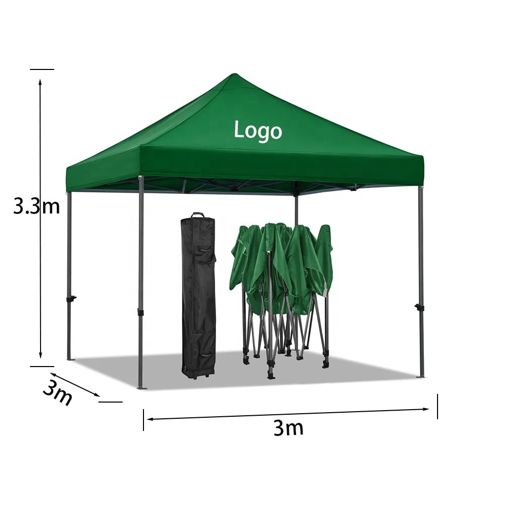 Custom Logo Printed 10x10ft Waterproof Folding Gazebo Heavy Duty 3x3 Oxford Trade Show Tents