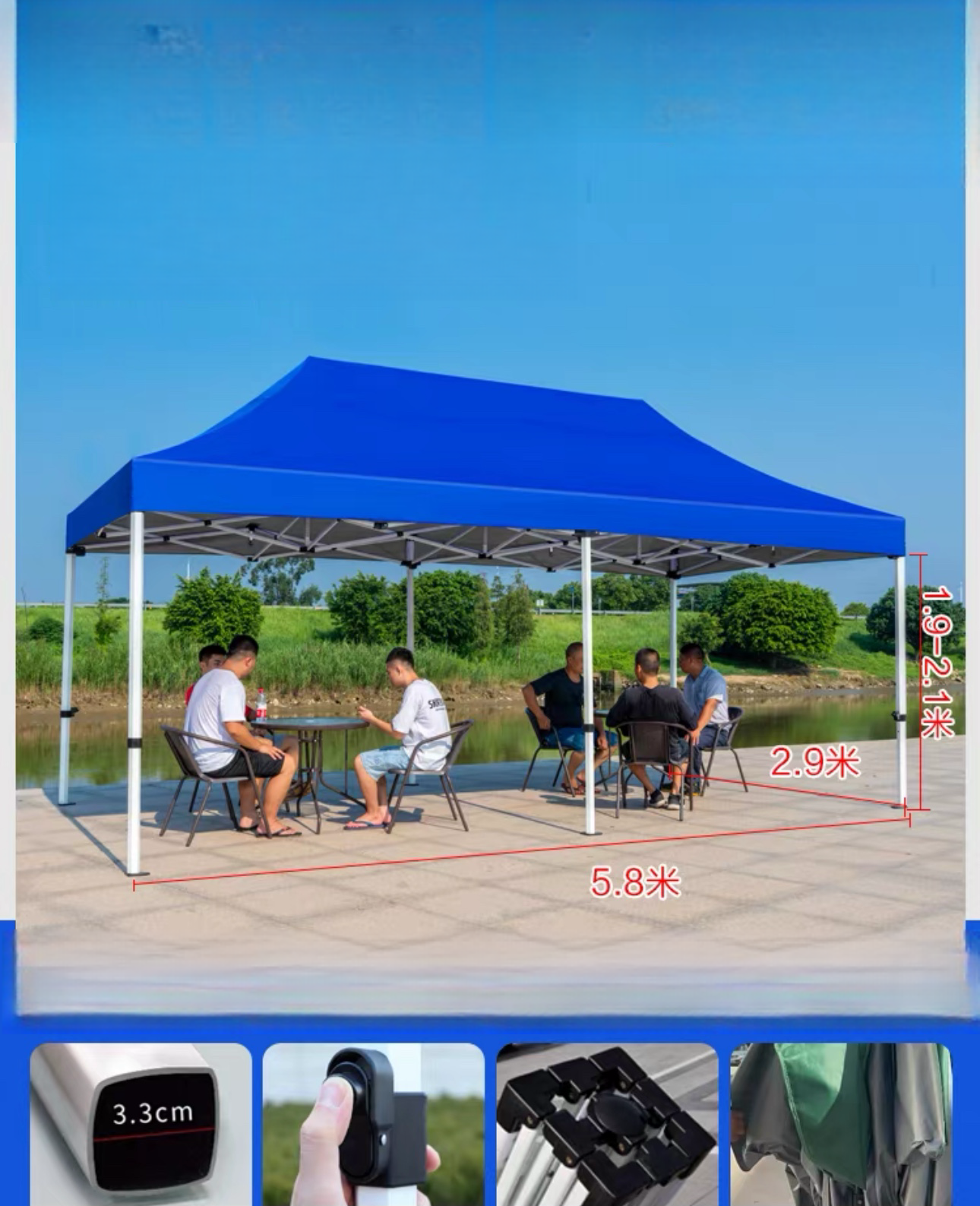 Custom Printed Commercial Promotion Gazebo Pop Up Canopy Tent With Wheeled Bag Packaging instant outdoor canopy