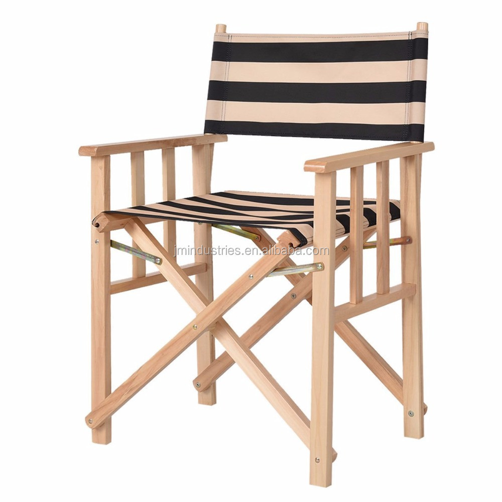 Stripe Canvas Wood Foldable Director Chair