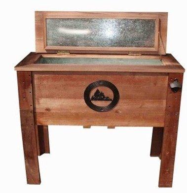 54-Quart Wood Ice Chest Cooler Table