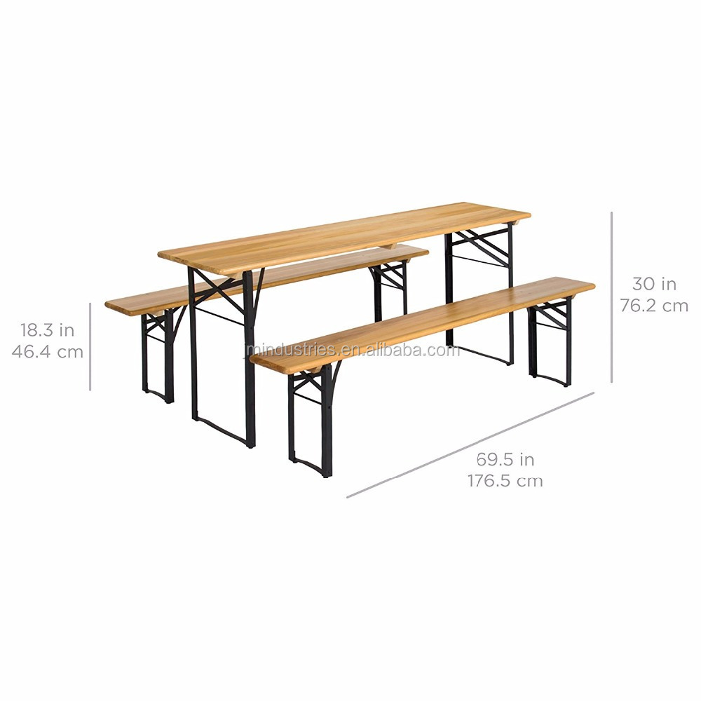 Outdoor Furniture Setting Table and Chairs 3 PCS Patio Bench Garden Camping Set