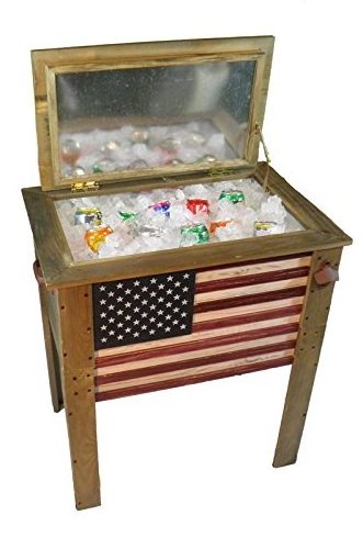 54-Quart Wood Ice Chest Cooler Table