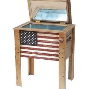 54-Quart Wood Ice Chest Cooler Table