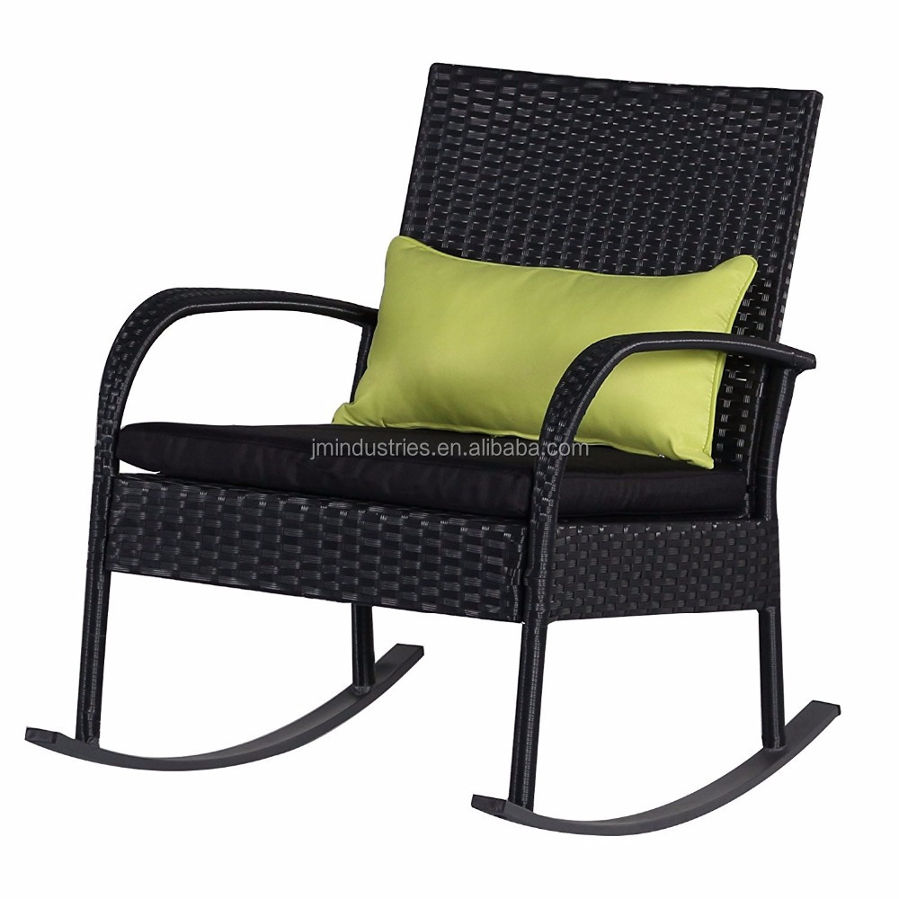 Outdoor 3 Piece Rocking Chair Set Wicker Rattan Bistro Set