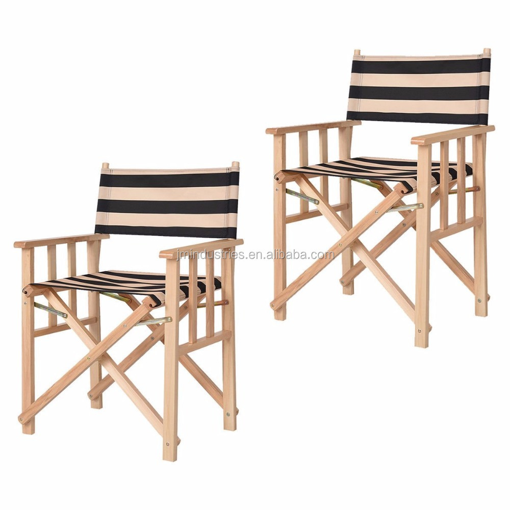 Stripe Canvas Wood Foldable Director Chair