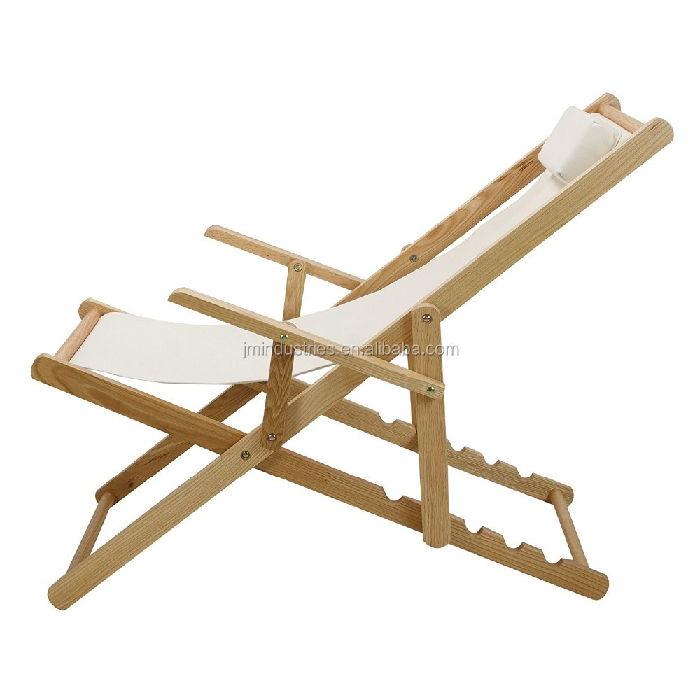 Adjustable Wood Foldable Deck Beach Chair