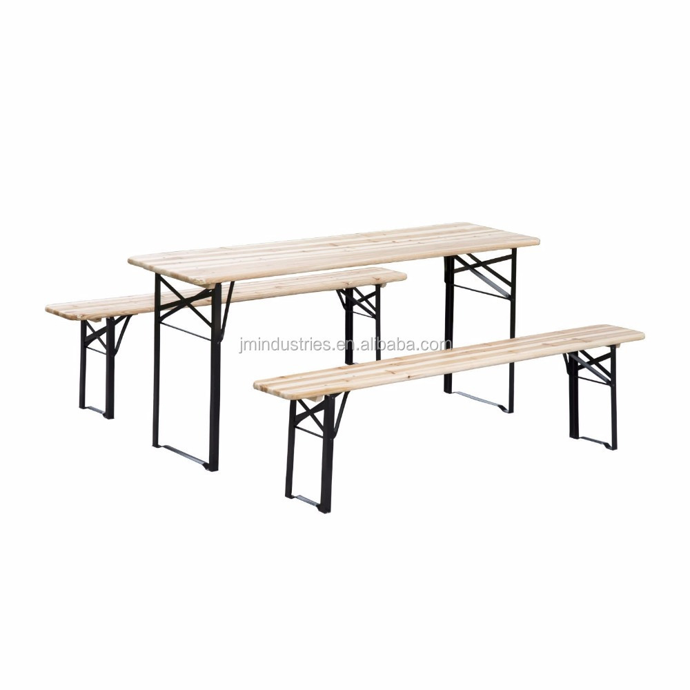 Wooden Folding Beer Table Set with Benches