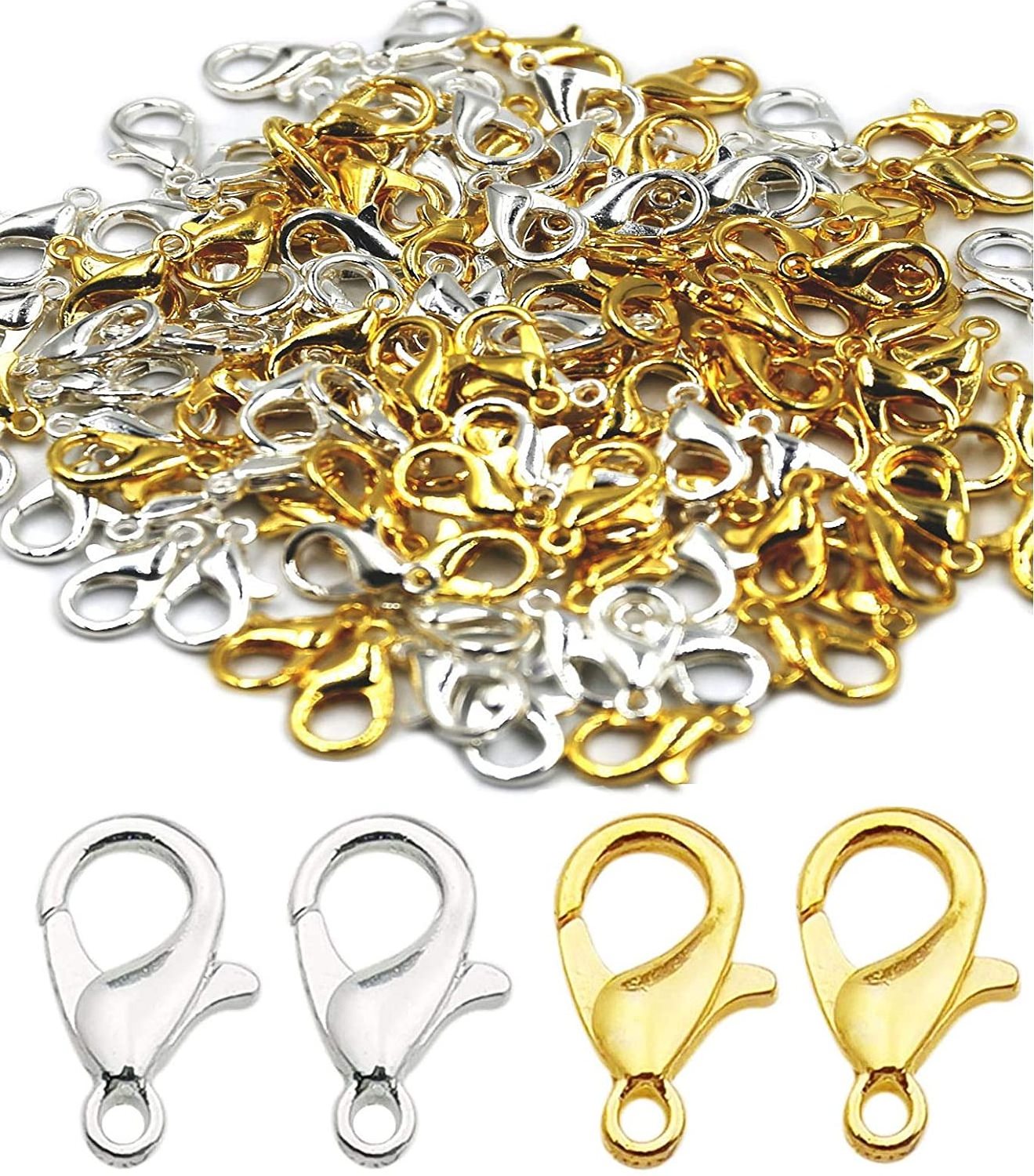 12mm Gold and Sliver Stainless Steel Lobster Clasps for Jewelry Making Key Chain Art Charms Lobster Claw Clasp Accessories