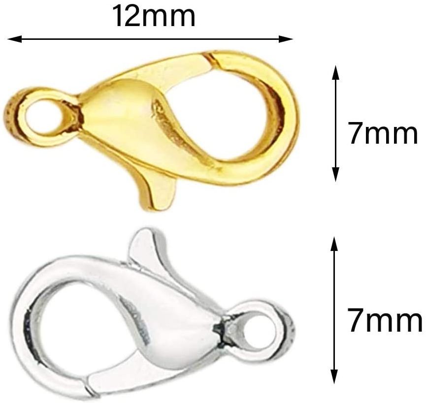 12mm Gold and Sliver Stainless Steel Lobster Clasps for Jewelry Making Key Chain Art Charms Lobster Claw Clasp Accessories