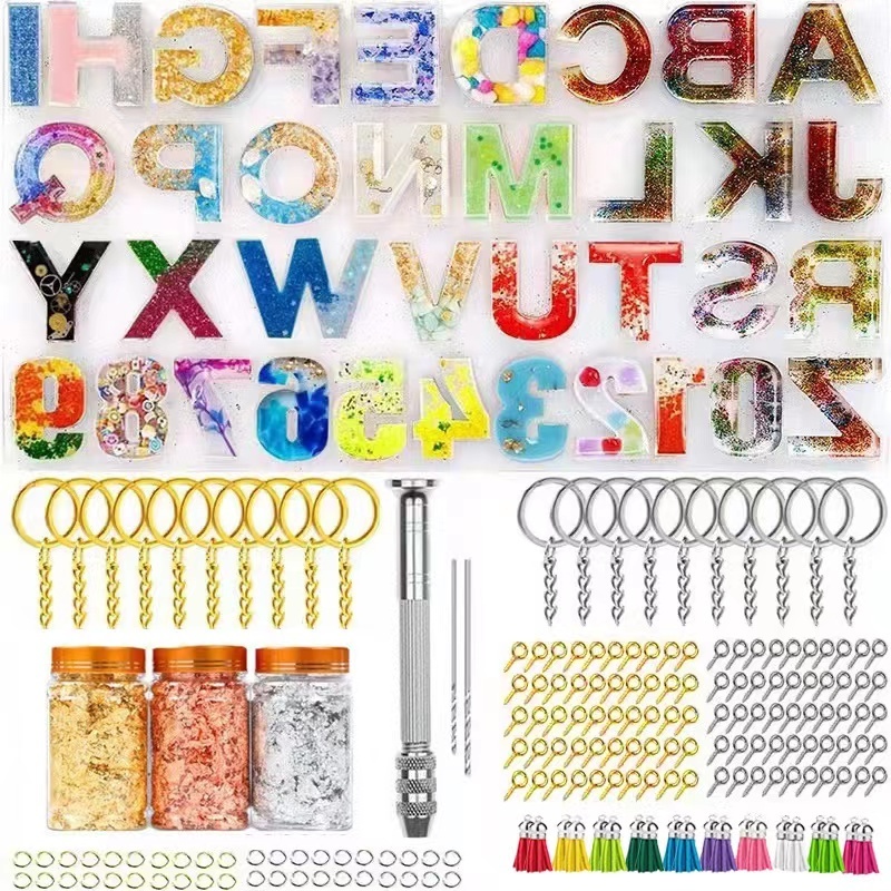 Alphabet epoxy resin jewellery making kit for beginners with molds resin making supplies silicone casting mold for DIY set