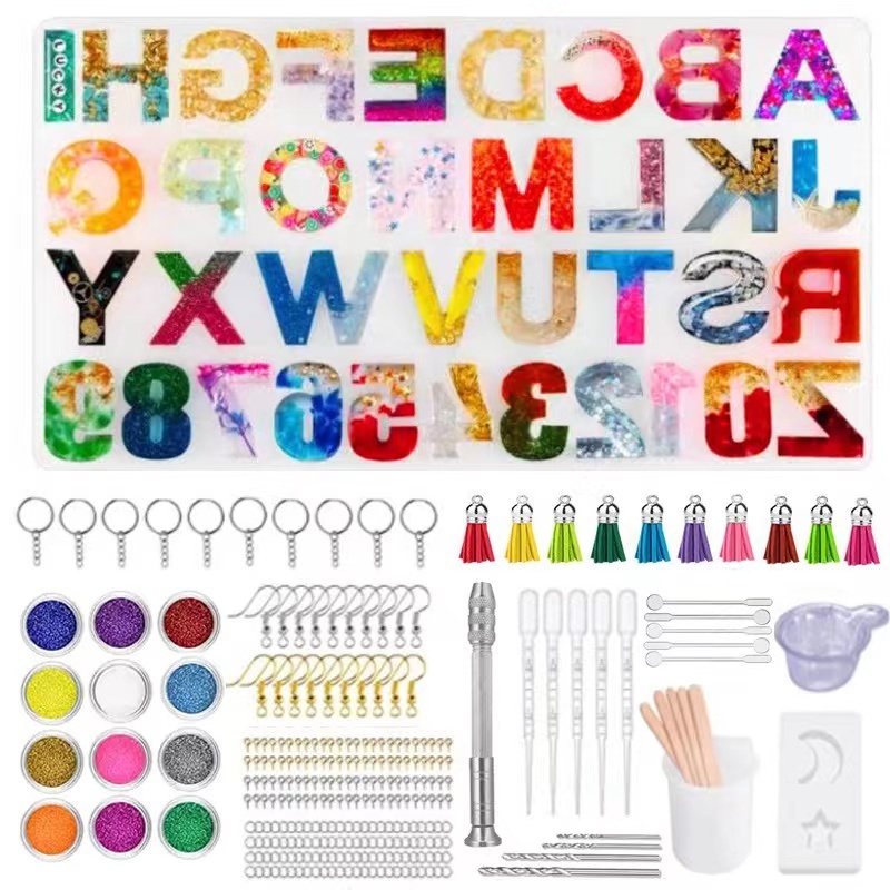 Alphabet epoxy resin jewellery making kit for beginners with molds resin making supplies silicone casting mold for DIY set