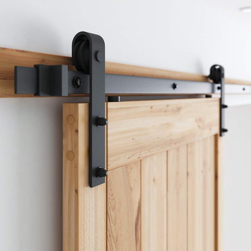 Matte Black Heavy Duty Sliding Barn Door Hardware Kit