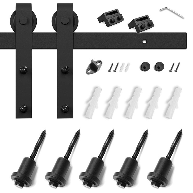 Matte Black Heavy Duty Sliding Barn Door Hardware Kit