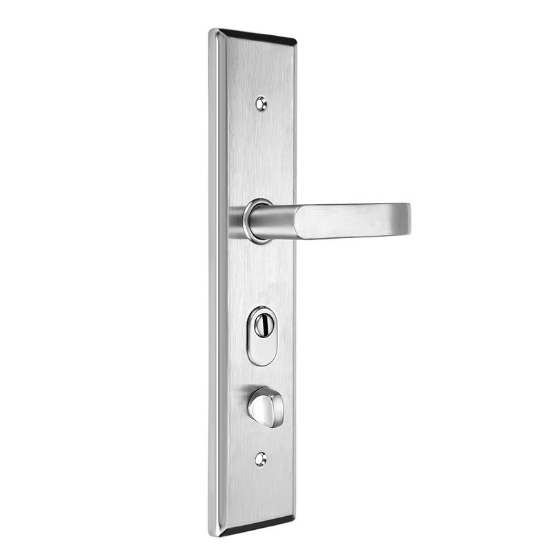 Contemporary Alloy Thick Door Plate Lock Handle 304 stainless  And  Silent Door Lock Handle For House Construction With Key