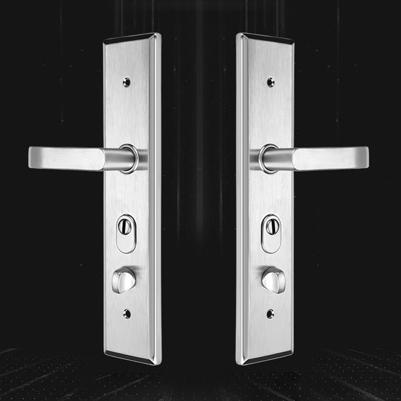 Contemporary Alloy Thick Door Plate Lock Handle 304 stainless  And  Silent Door Lock Handle For House Construction With Key