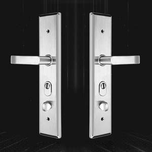 Contemporary Alloy Thick Door Plate Lock Handle 304 stainless  And  Silent Door Lock Handle For House Construction With Key