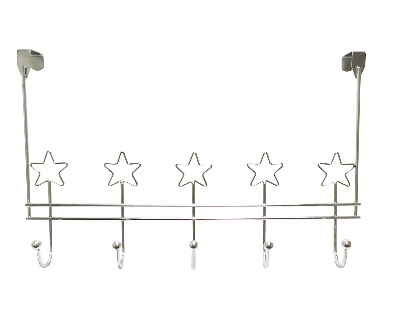 Star Shape Decorated Metal Wire Over The Door Hook Hanging Clothes Coat Hanger Chrome Plating Wall Hook