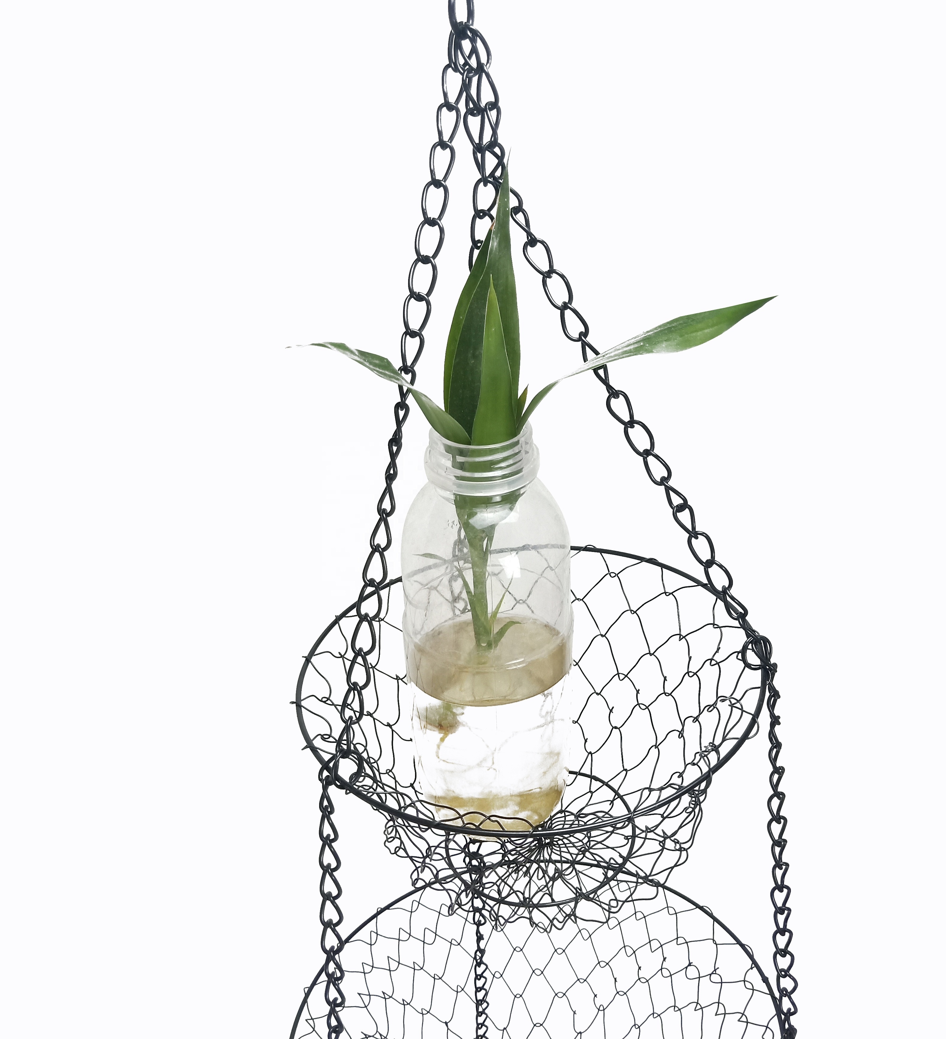 Simple Modern 3 Tiers Metal Hanging Basket Wall Mount Planter Iron Wire Hanging Pots for Plants Outdoor