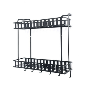 Modern Matte Black 2 Tiers Iron Sheet Hanging Bathroom Storage Shelf  Multi Function Shower Caddy Bathroom Organizer