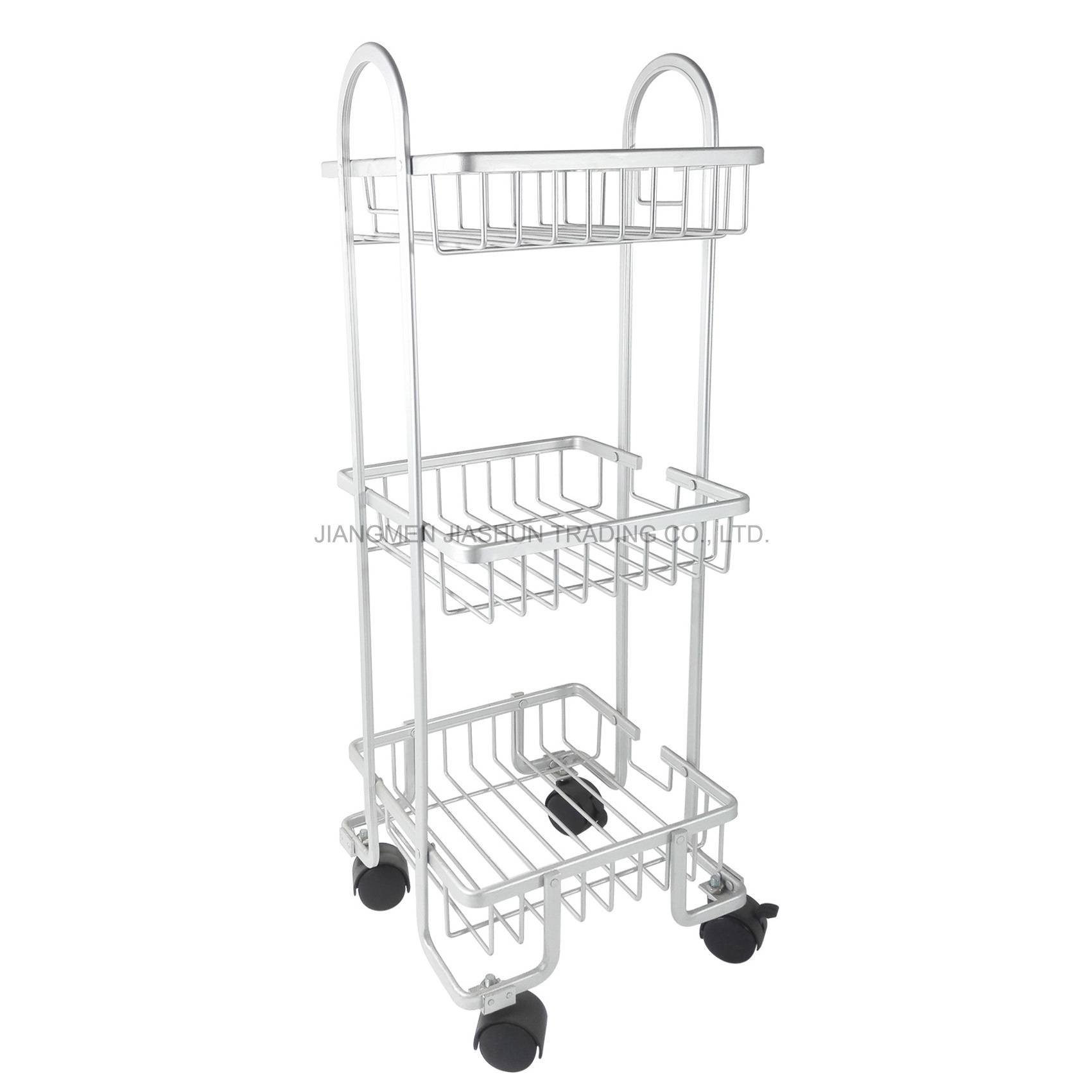 Multi Functional Aluminum Storage Shelving Unit Organizer Slide Out 3 Tiers Rolling Storage Cart with Lockable Wheels