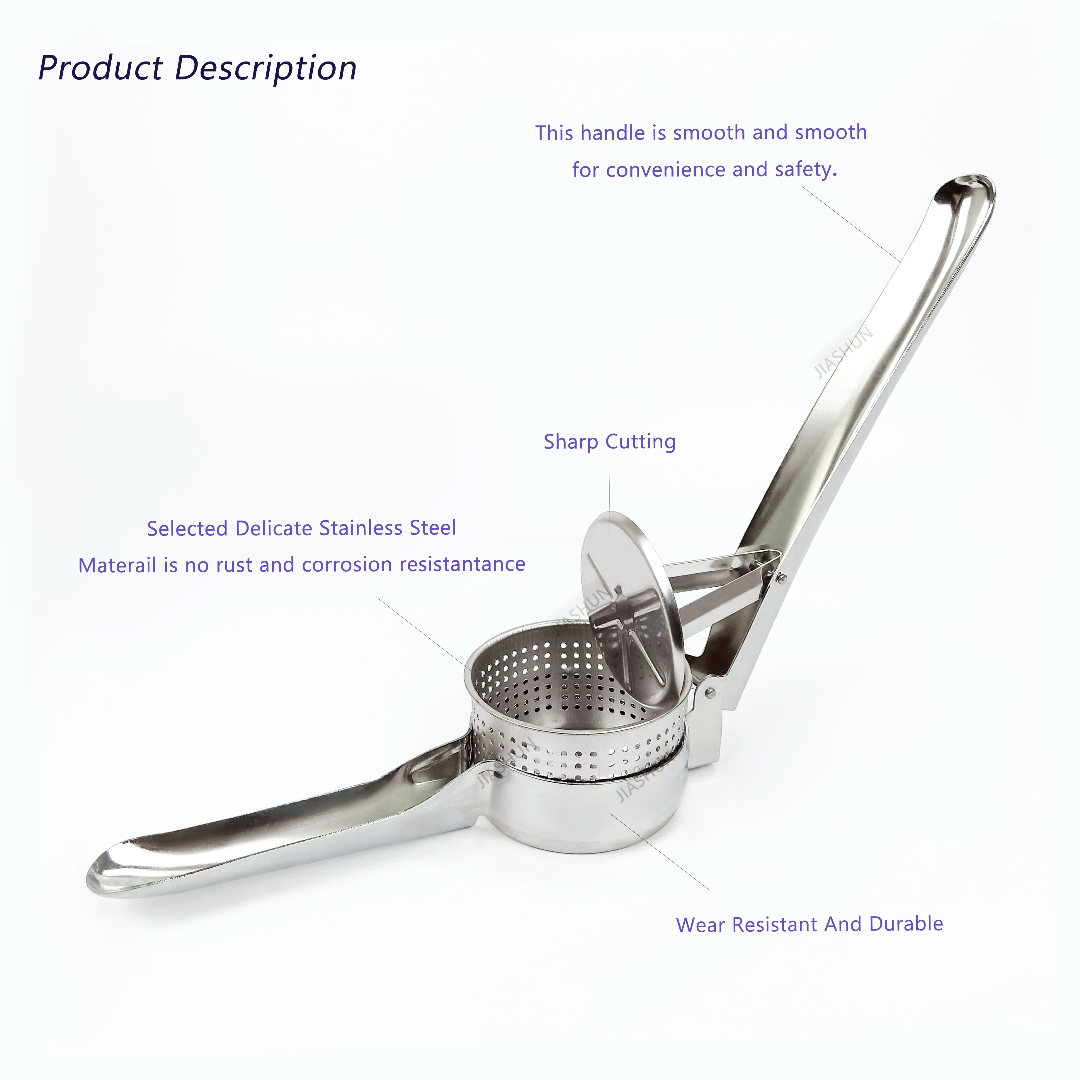 Kitchen Accessories Multi Function Potato Masher Handheld Juice Lemon Squeezer Manual Garlic Press