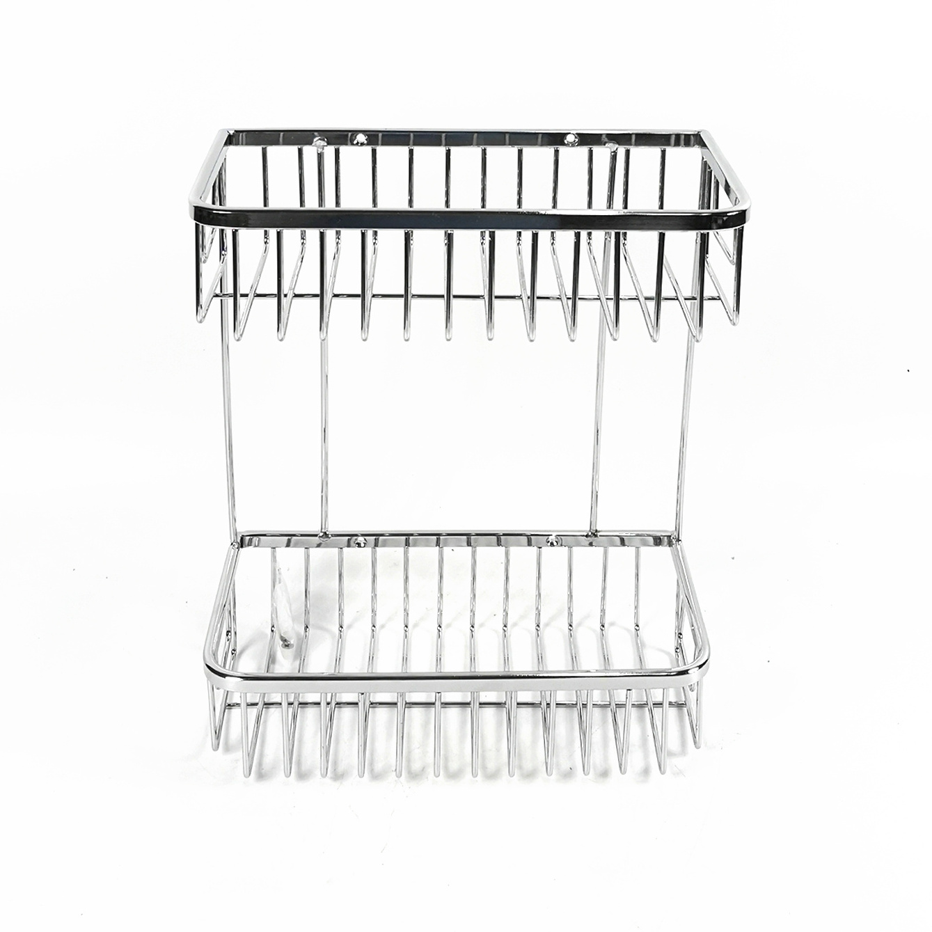 Hanging Double Tiers Stainless Steel Square Shower Shelf Basket Wall Mounted Bathroom Organizer Storage Shelf Basket for Shower