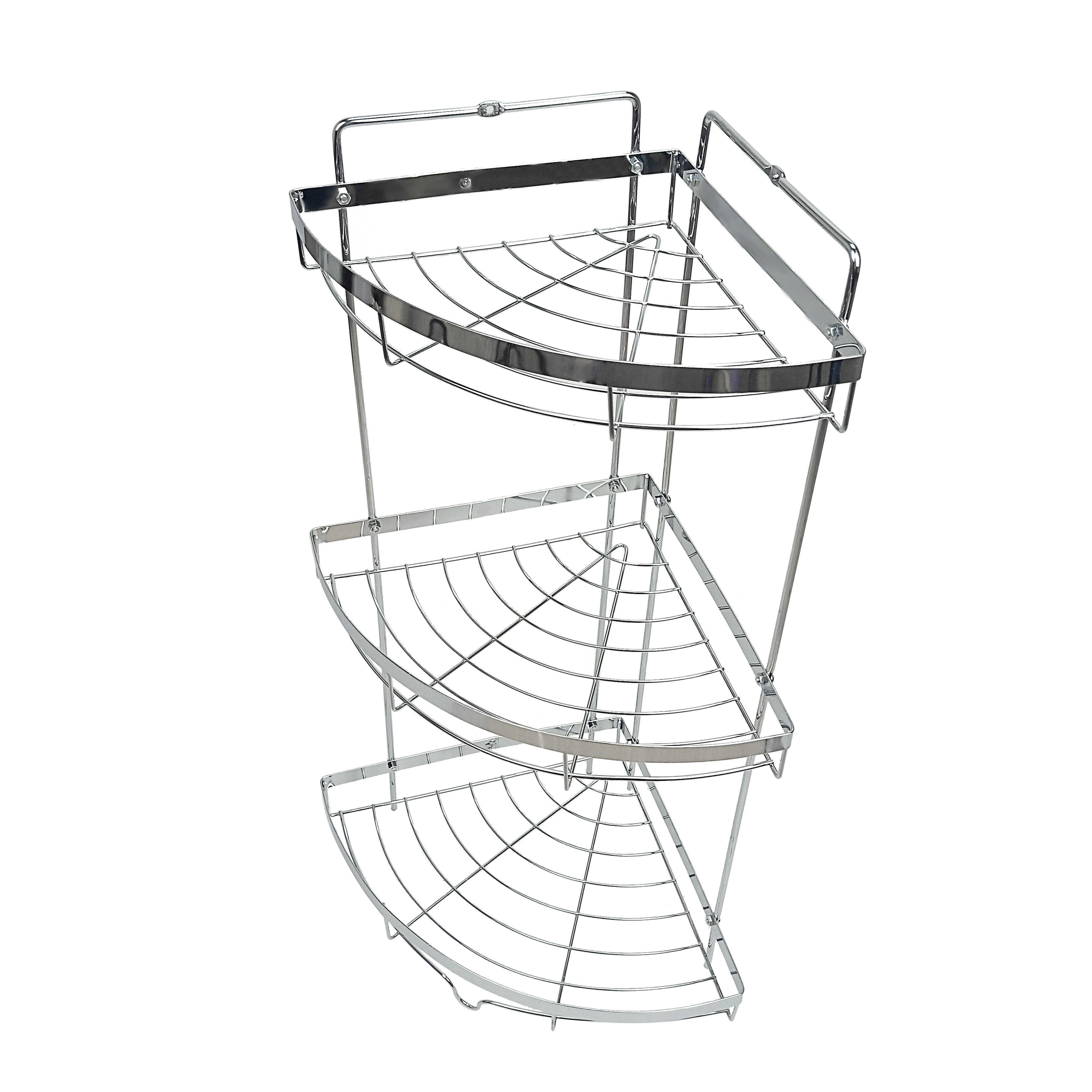 Plating Gold Bathroom Corner Shelf 3 Tiers Durable Metal Wire Corner Shower Caddy Standing Multi Function Storage Rack