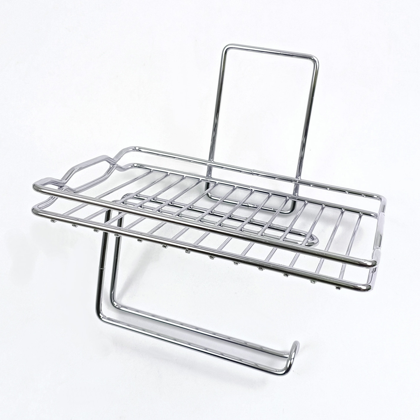 Modern Chrome Plating Metal Wire Hanging 2 in 1 Soap Dish with Roll Paper Holder