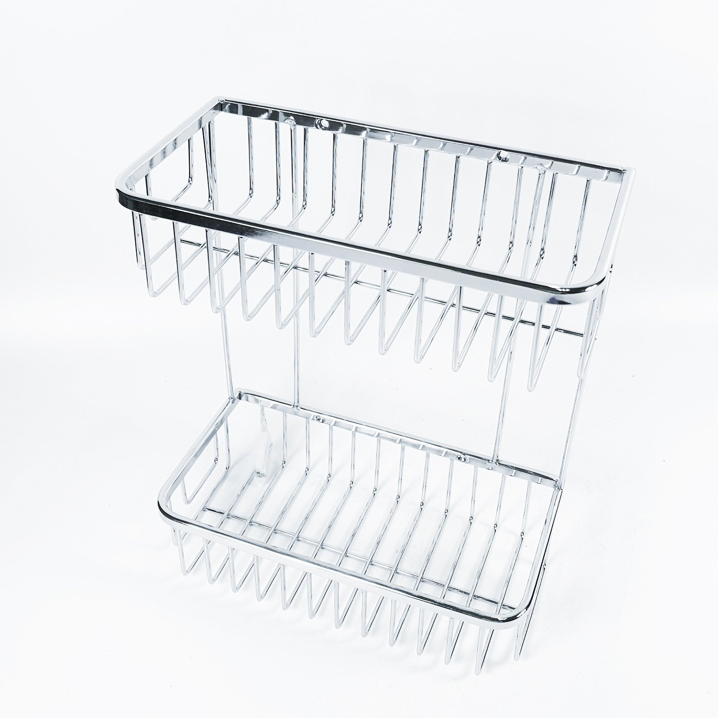 Hanging Double Tiers Stainless Steel Square Shower Shelf Basket Wall Mounted Bathroom Organizer Storage Shelf Basket for Shower