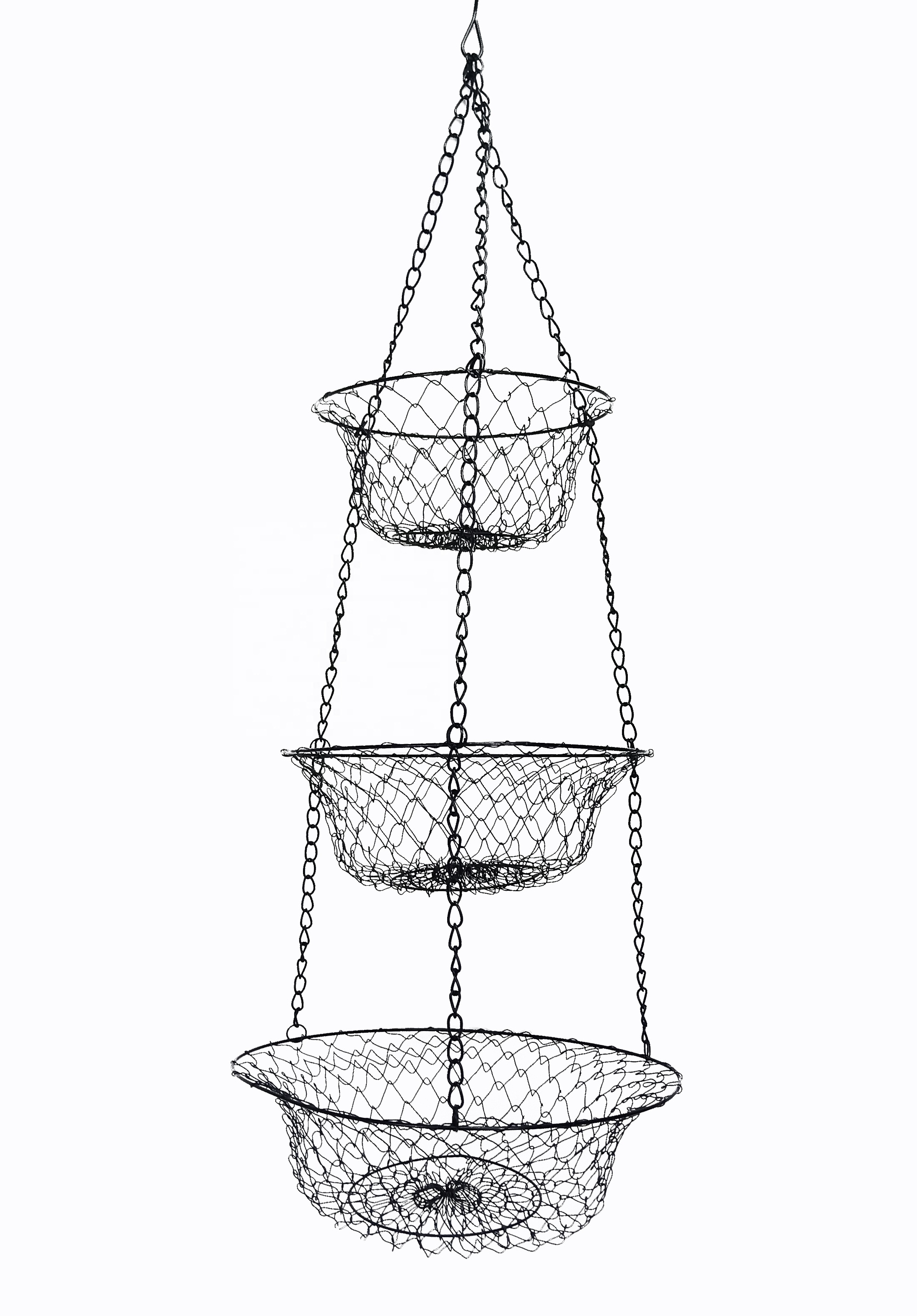 Simple Modern 3 Tiers Metal Hanging Basket Wall Mount Planter Iron Wire Hanging Pots for Plants Outdoor