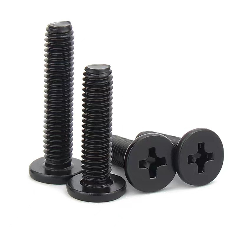 Wholesale M1.2 M1.4 M1.6 M2 M2.5 M3 Black Carbon Steel Thin Head Screw CSK Countersunk Flat Head Cross Phillips Machine Screw