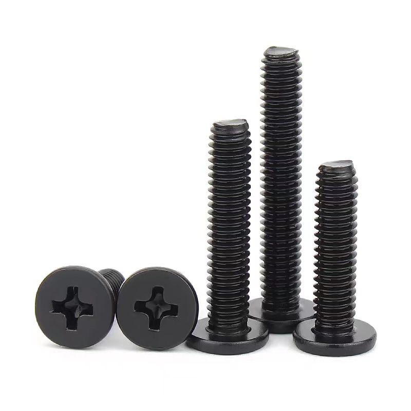 Wholesale M1.2 M1.4 M1.6 M2 M2.5 M3 Black Carbon Steel Thin Head Screw CSK Countersunk Flat Head Cross Phillips Machine Screw