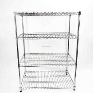 Heavy Duty Kitchen Restaurant 4 Tiers Chrome and Powder Coated Metal Storage Wire Shelf / Adjustable Storage Rack