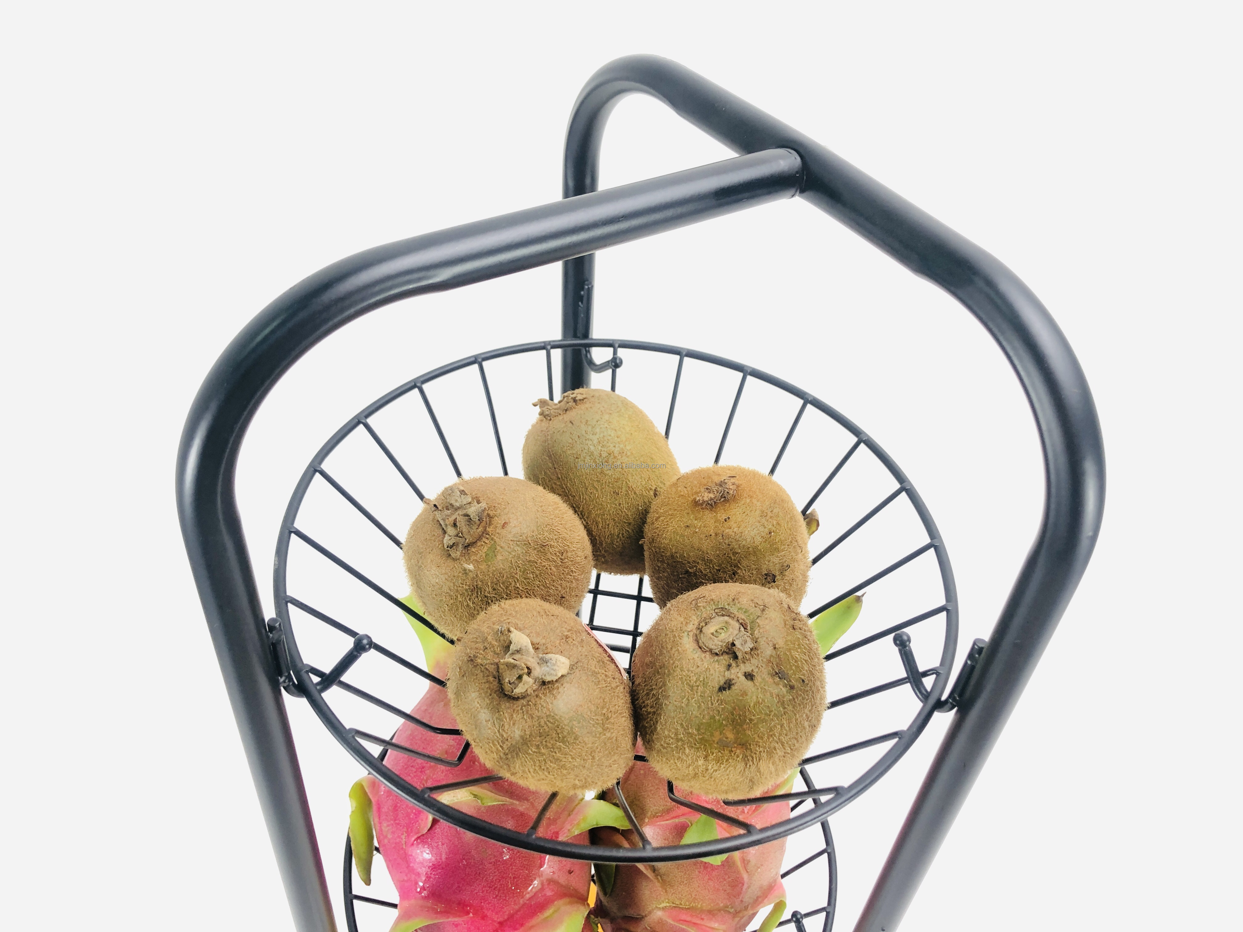 Three Tier Wire Rack With Detachable Wire Basket Kitchen Vegetable Fruits Storage Shelf Display Rack