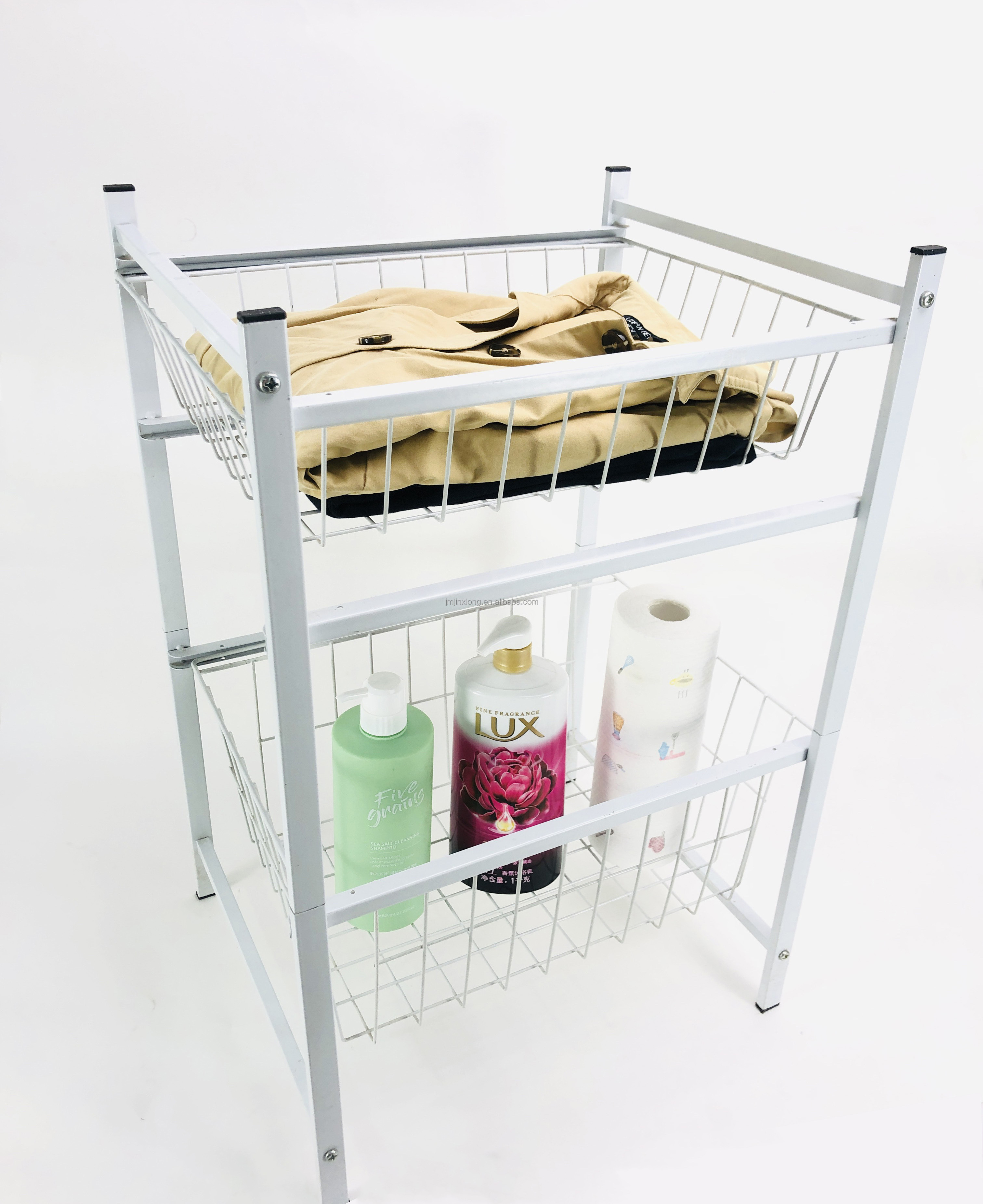 3 Tier Kitchen Under Sink Cabinet Sliding Basket Iron Wire Storage Organizer Shelf Bathroom Metal Rack Drawers