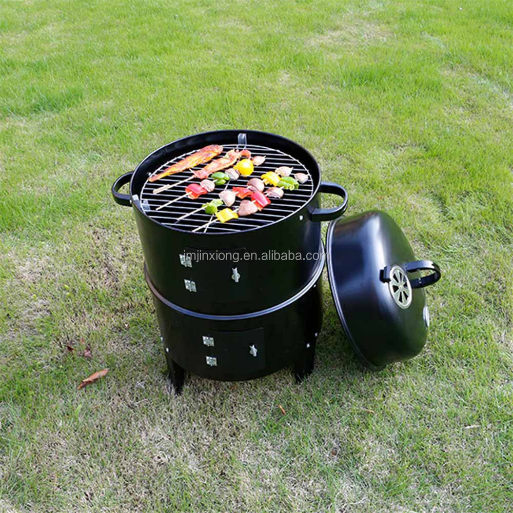 BBQ Smokers Two Tiers Vertical Drum Barrel Charcoal Smoker BBQ Grills With Lid