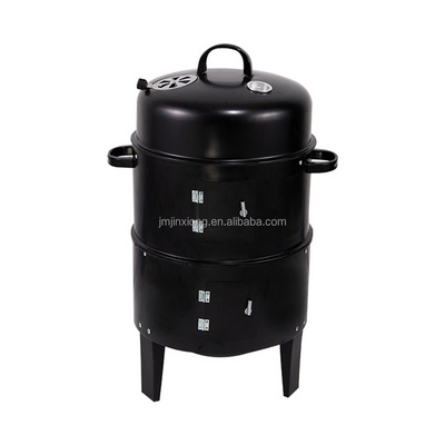 BBQ Smokers Two Tiers Vertical Drum Barrel Charcoal Smoker BBQ Grills With Lid