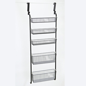 Five Tiered Over the Door Multi-layer Hanging  Basket Shelf Wire Organizer Storage Rack Wire Display Rack With Five Baskets