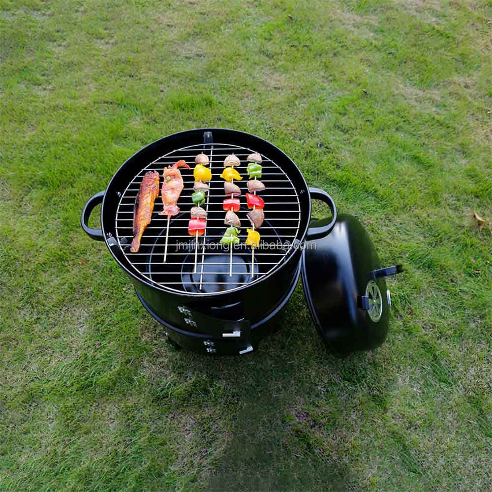 BBQ Smokers Two Tiers Vertical Drum Barrel Charcoal Smoker BBQ Grills With Lid