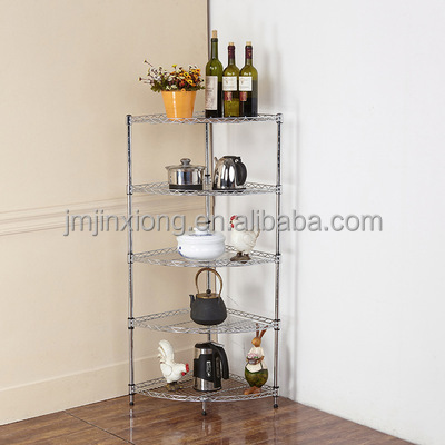 Steel Chromed Painting Kitchen Bathroom Corner Wire Mesh Shelf And 4 Tier Household Storage Wire Rack